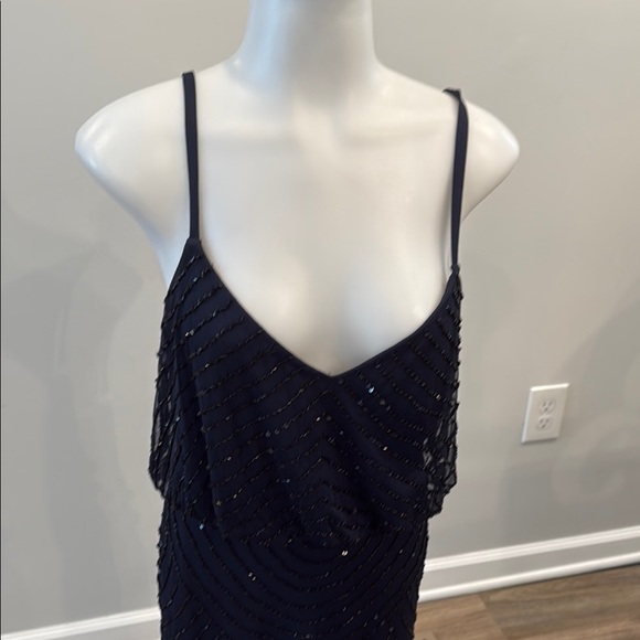 *flawed Adrianna Papell US 4 Navy Beaded Dress - Picture 2 of 11